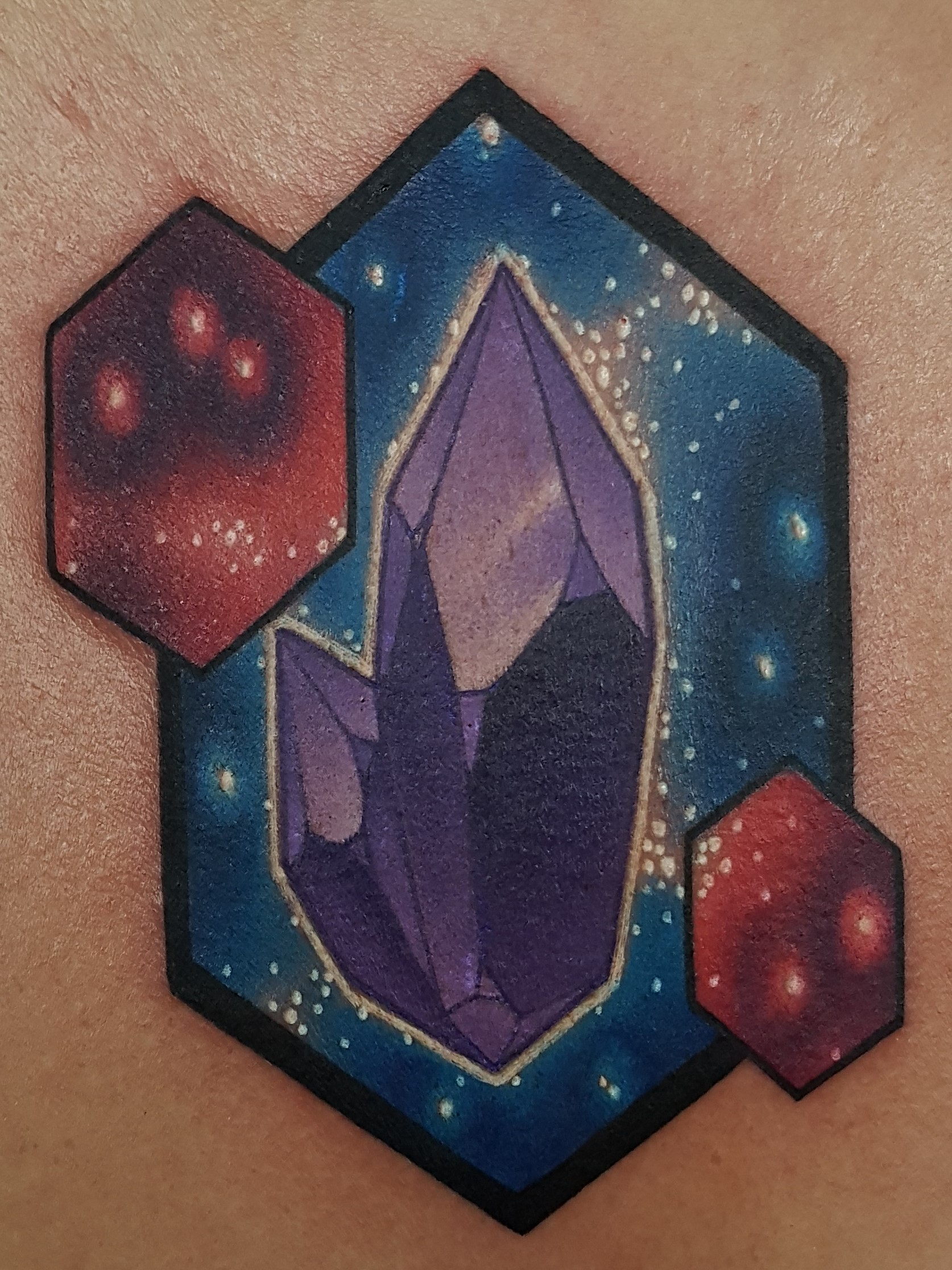 Tattoo of Crystals done by Cracker Joe Swider in CT